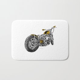 "Rootbeer Bobber" Custom Motorcycle Bath Mat | Illustration, Black and White, Vintage, Curated, Graphic Design 