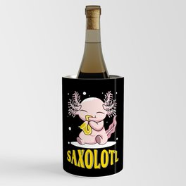 Saxophone Music Axolotl Fish Kawaii Axolotl Wine Chiller