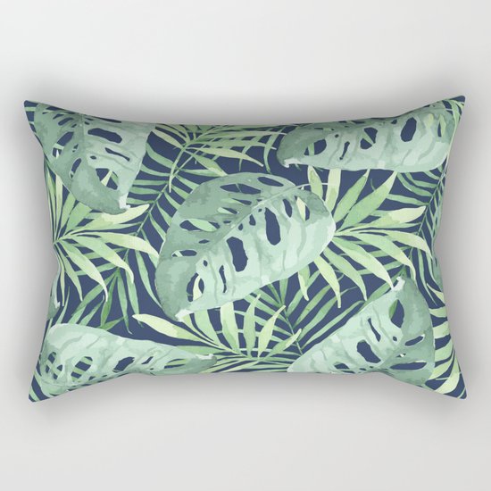 Tropical Branches on Dark Pattern 03 Rectangular Pillow