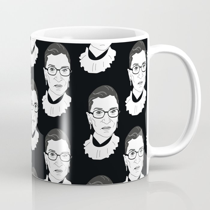 Ruth Bader Ginsburg, Large BW Pattern Coffee Mug
