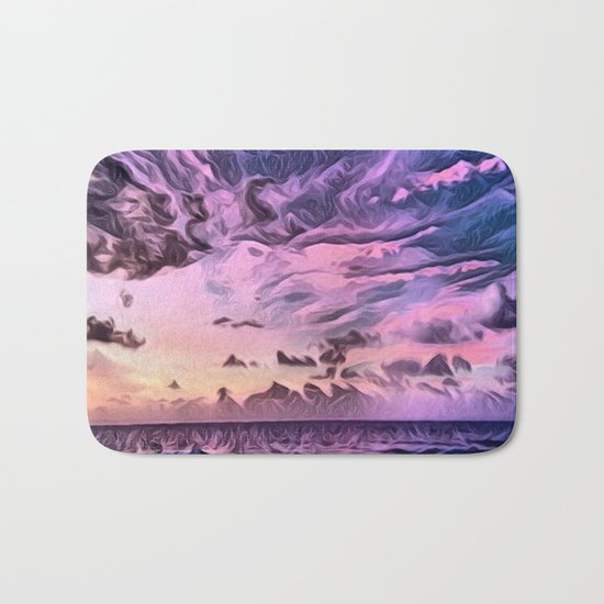 Hawaii Pacific Ocean Romantic Sunset (Painting) Bath Mat