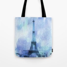 Blue Eifel Tower Paris France abstract painting Tote Bag