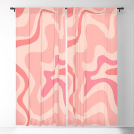 Retro Liquid Swirl Abstract in Soft Pink Blackout Curtain