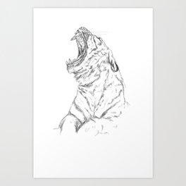 Yawn Art Print | Drawing, Bengal, Hunt, Yawn, Hunter, Tiger, Roar, Growl, Cat, Russia 