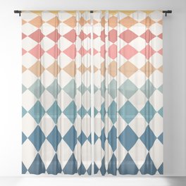 Geometric Shape Patterns 20 in fun bright rainbow themed Sheer Curtain