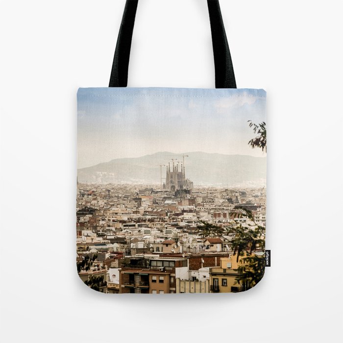 Spain Photography - Overview Over Barcelona Under The Gray Sky Tote Bag