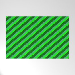 [ Thumbnail: Sea Green, Lime & Dark Green Colored Stripes/Lines Pattern Welcome Mat ]