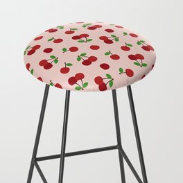 Red Cherries Pattern on Pastel Pink Background Bar Stool