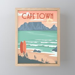 Table Mountain View In Cape Town Vintage Poster Framed Mini Art Print