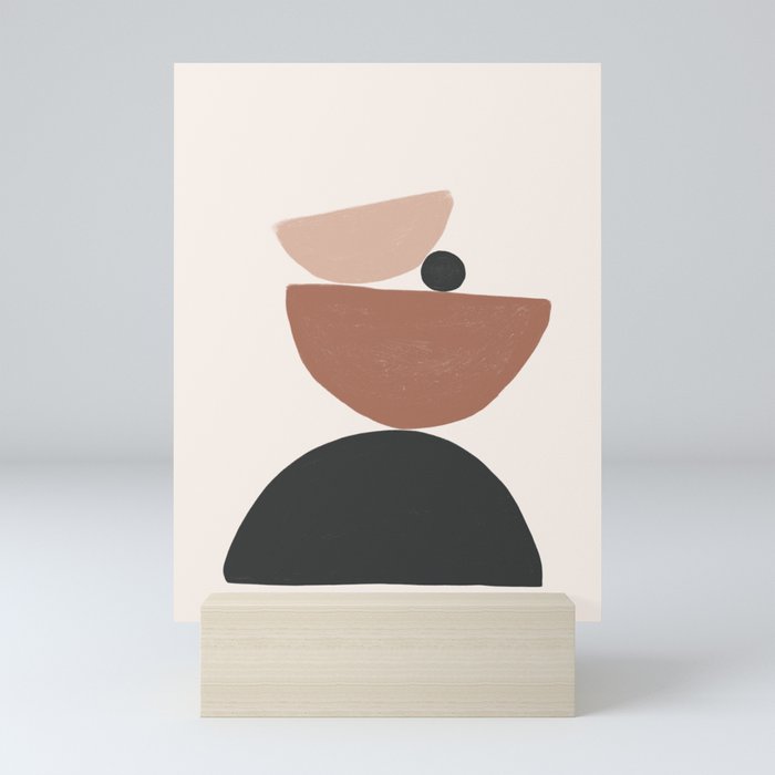 Balanced Mid-Century Modern Woodblocks Mini Art Print