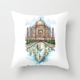 Taj Mahal architecture sketch Throw Pillow