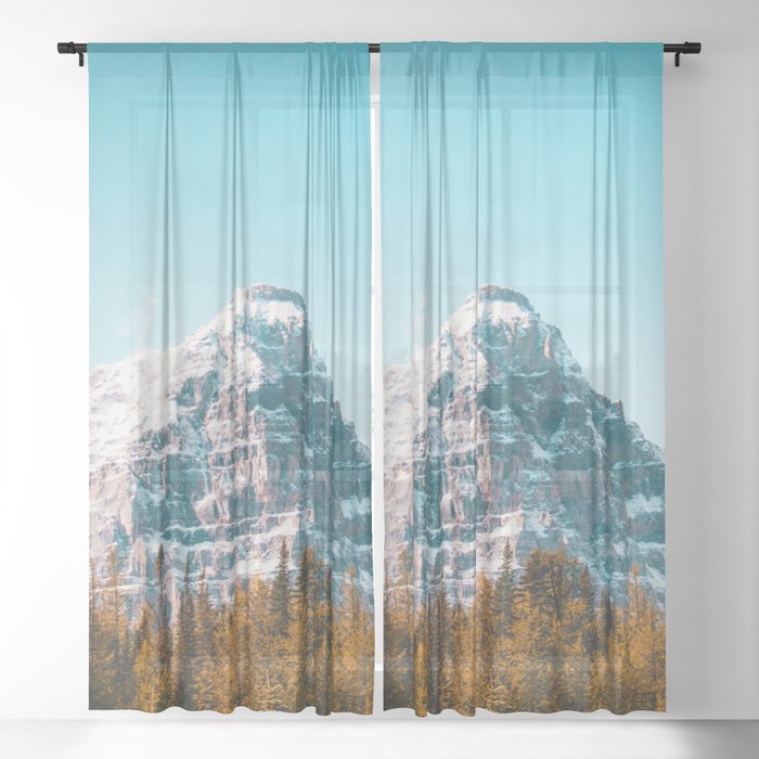 Canada Photography - Snowy Mountain Behind Canadian Forest Sheer Curtain