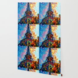 Eiffel Tower painting Paris Art Colorful French artwork Wallpaper