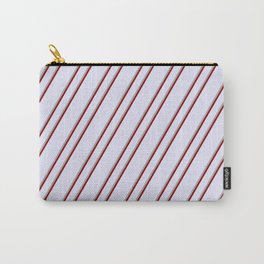 [ Thumbnail: Lavender, Dark Grey, and Dark Red Colored Lines Pattern Carry-All Pouch ]