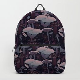 Mystical Mushroom Pattern - Purple on Black Backpack | Uniquedecor, Drawing, Uniquepattern, Forest, Digital, Nature, Forestpattern, Moderndecor, Mushroomdecor, Modernpattern 