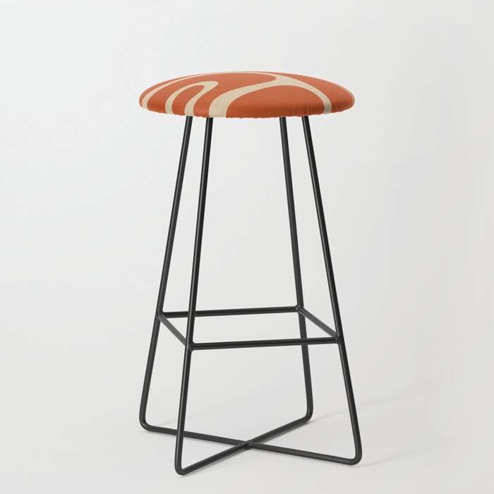 Copacetic Retro Abstract in Mid Mod Burnt Orange and Beige Bar Stool