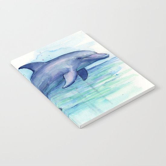 Dolphin Watercolor Sea Creature Animal Notebook
