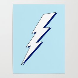 Just Me and My Shadow Lightning Bolt - Light-Blue White Blue Poster