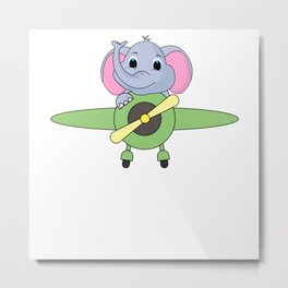 Elephant Pilot Glider Propeller Metal Print | Safari, Graphicdesign, Airport, Childrenelephant, Elephantfoot, Children, Pilot, Elephantherd, Pachyderm, Glider 