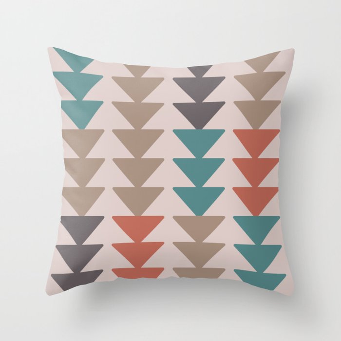 African triangles pattern cream background Throw Pillow
