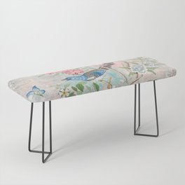Chinoiserie Magpie Blooming Peony Botanical Garden Bench