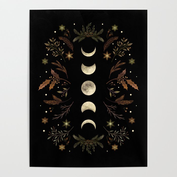 Moonlight Garden - Winter Brown Poster