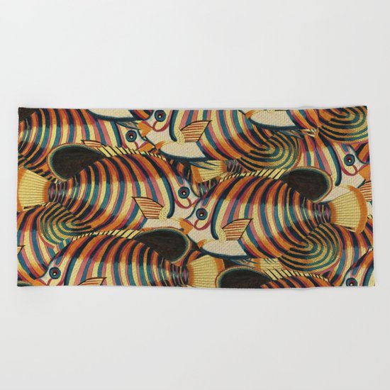 Crowd Fish 2 Beach Towel