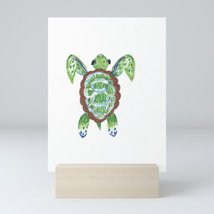 Original Turtle Drawing - Under the Sea Collection Mini Art Print