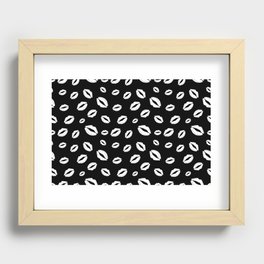 Lipstick kisses on black background. Digital Illustration background Recessed Framed Print