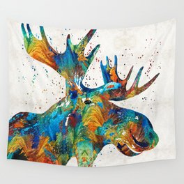 Colorful Moose Art - Confetti - By Sharon Cummings Wall Tapestry