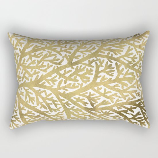 Gold Fan Coral Rectangular Pillow