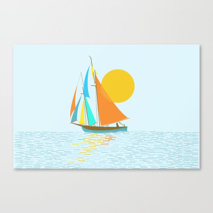 Sailing Boat Sunset Seascape Canvas Print
