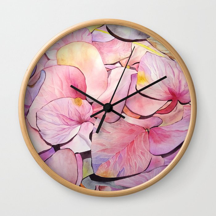 Hydrangea Flowers in Pink  Wall Clock