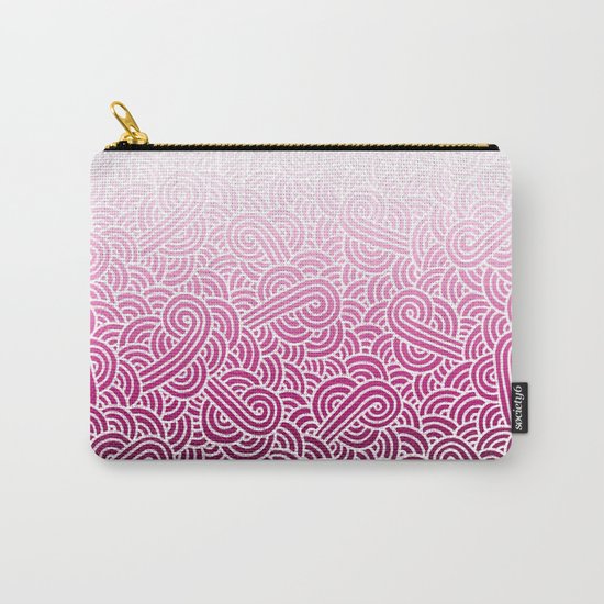 Ombre pink and white swirls doodles Carry-All Pouch
