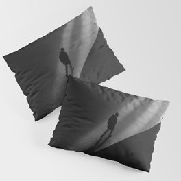 Walking by night - shadows and silhouttes industrial portrait black and white photograph / photography Pillow Sham