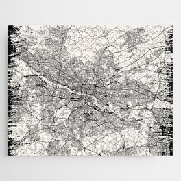 Scotland, Glasgow - Vintage City Map Drawing. Black and White Jigsaw Puzzle