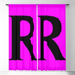 R MONOGRAM (BLACK & FUCHSIA) Blackout Curtain