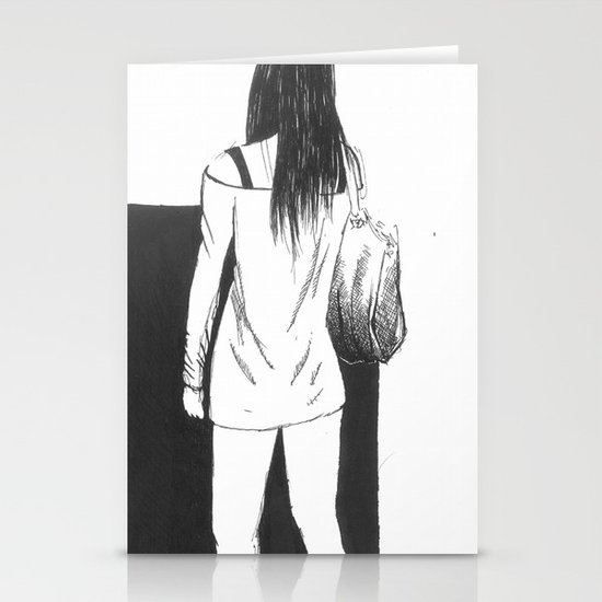 bag girl Stationery Cards
