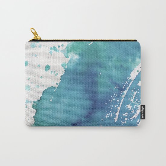 BLUE + GREEN WATERCOLOUR LAYER AND SPLATTER Carry-All Pouch