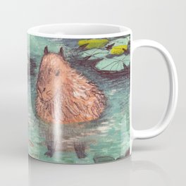 Capybara in the pond Coffee Mug