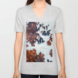 Modern cowhide decor pattern V Neck T Shirt