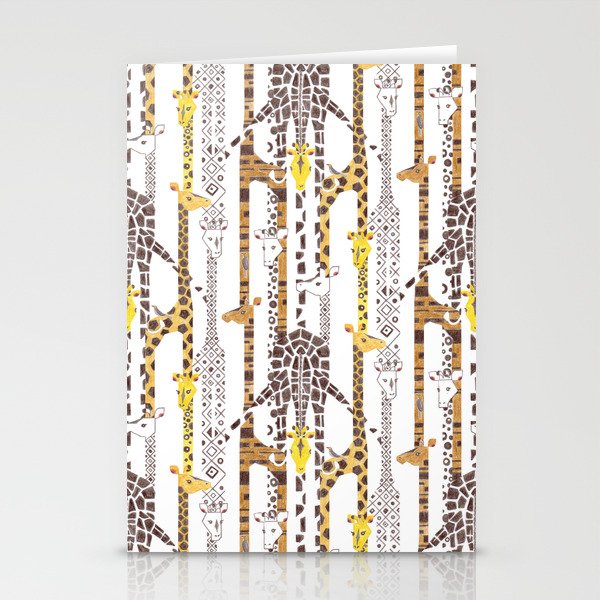 Giraffe Line-Up (Color Pencil) Stationery Cards