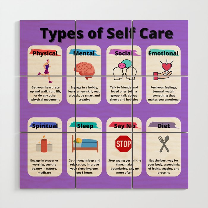Types of Self Care Wood Wall Art