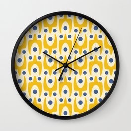 Mid Century Modern Abstract Pattern 641 Googie Yellow and Blue Wall Clock