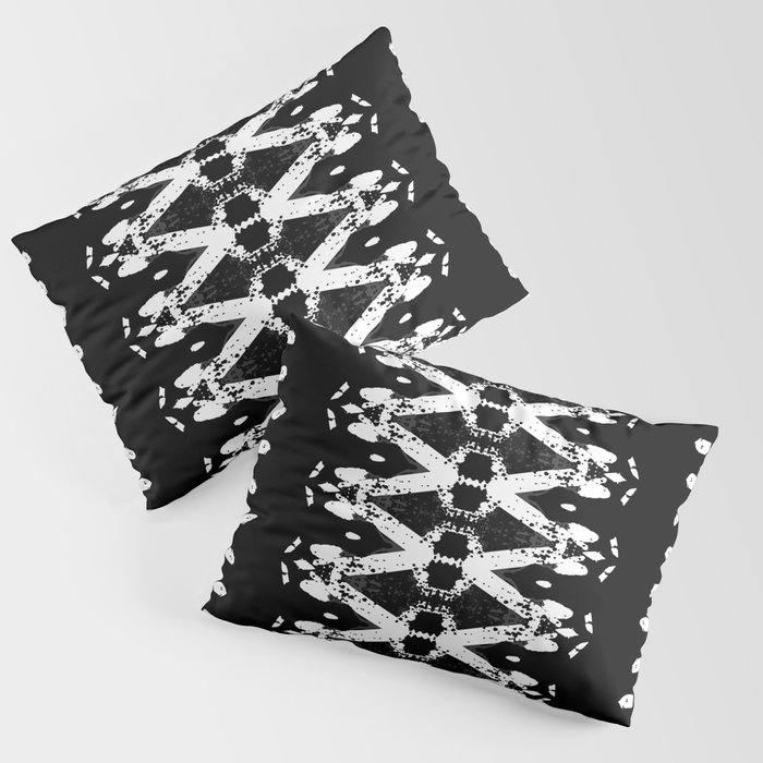 Black and White Tribal Pattern with Dots Pillow Sham