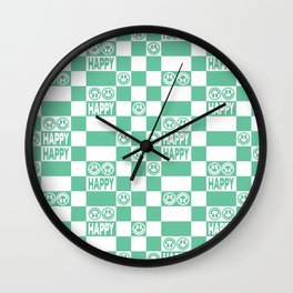 HAPPY Checkerboard (Mint Color) Wall Clock