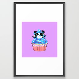 A Panda Popping out of a Cupcake Framed Art Print