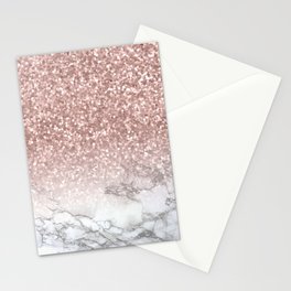 Sparkle - Glittery Rose Gold Marble Stationery Card
