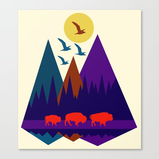 Three Bison Canvas Print