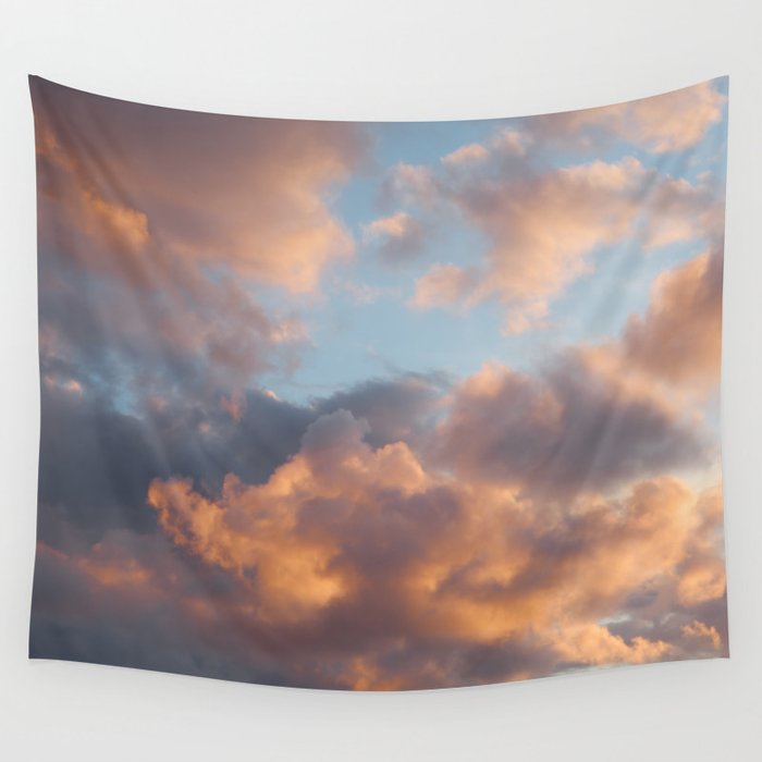 Peach Clouds Wall Tapestry